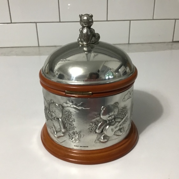 VTG Royal Selangor Pewter Wood Teddy Bear Music Box - Picture 3 of 7